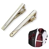 JEYORZY 2 Stück Herren Krawattennadel, Tie Clip Set, silber Krawattenklammer Klassische Krawattennadeln Kupfer Metall Hochzeit Klassisch Krawattennadel für Business, Hochzeit und Alltag(Gold)