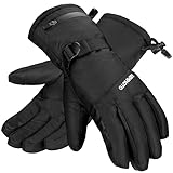 KEMIMOTO Skihandschuhe Herren Damen, wasserdichte Winterhandschuhe mit 3 Touch-Screen, Verstellbare Schnalle, Snowboard Handschuhe für Skifahren, Eislaufen, Radfahren, Wandern(Schwarz)