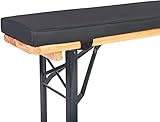 TexDeko® Bierbankauflage gepolstert für Bierzeltgarnitur 180x25x4cm (kurz) XL Polsterung Biertisch-Auflage (Kunstleder, Anthrazit)