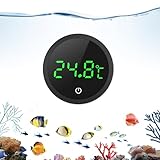 OQIMAX Aquarium Thermometer Mini, Digital Aquarienthermometer LED Display with Touch Screen, High Precision Temperature Sensor, Glue-On Mini Marine Temperature Sensor for Freshwater Marine Aquariums