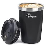 Bugucat Thermobecher Kaffee to go Becher 400ml,Kaffeebecher to Go aus Edelstahl,Vakuum Auslaufsicher Kaffeetasse Kaffeebecher mit Deckel, Wiederverwendbar Isolierbecher,Travel Mug, Autobecher
