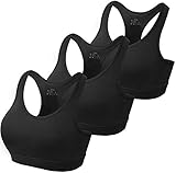 HBselect 3stk Sport BH Bustier Damen Bralette Nathloser mit Polstern Sportbekleidung Polyesterfaser ohne Bügel atmungsaktiv Joggen Yoga Jumping Fitness