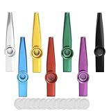 LIANRISES 7 Stück Kazoo Instrument Kazoos, Blasinstrumente Nasenflöte Panflöte, Metall und 14 Flötenfolien für Musikinstrumente und Partys Geschenke