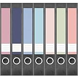 Etiketten für Ordner | Farbmix Pastell 3 | 7 Aufkleber für schmale Ordnerrücken | Selbstklebende Design Ordneretiketten Rückenschilder