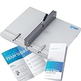 Mxmoonant Manuelle Falzmaschine 60–500 g Papier-Faltfalte mit 2 verstellbaren Blocks und metrischem/imperialen Positionierungslineal für Papierbögen, Karton