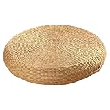 Jcasbdn Boho Bodenkissen natürlicher Stroh gewebt 16 Zoll runde gepolsterte Bequeme Buddha Meditation Tatami Bodenkissen Kissen