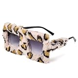 arrderly 1 Stück Übergroße Plüsch Sonnenbrille Mode Personalisierte Sonnenbrille Plüsch Rand Katzenauge Sonnenbrille Partybrille für Fasching Foto Requisiten Geburtstagsfeier