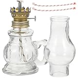 JOINPAYA Antike Petroleumlampe mit Glasabdeckung Retro Öllampe für Wohn und Notbeleuchtung Glasöl Laterne ohne Öl Dekorative Öllampe für Wohnzimmer und Schlafzimmer