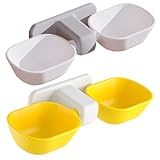 HOUDERCO 2 Stück Wandmontierter Katzenfutternapf mit Doppeltem Futter Wassernapf Geräuschreduzierend rutschfest Platzsparend für Vielbeschäftigte Katzenbesitzer und Haustierbedarf