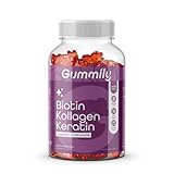 Premium Kollagen Keratin Biotin Gummies - Hochdosiert - 10000mcg - insgesamt 12 Nährstoffe - Gelatinfrei - 60 Stück - Non GMO - Gummily