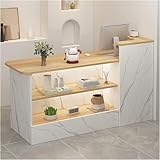 Moderne Rezeptionstheke mit Ausstellungsregal und Schubladen, für Kasse, Lobby, Salon, Einzelhandel, Größe 140 x 100 cm, Farbe B