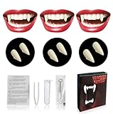 Halloween Vampir Zähne Erwachsene Vampirzähne Vampire Teeth Fangs Halloween Vampir Schminke Cosplay Kostüm Accessoires Damen Herren Kinder Vampirgebiss, Horror Werwolf Zähne Eckzähne Fangzähne Kleber