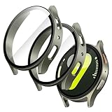 JETech Hülle mit Schutzfolie für Samsung Galaxy Watch 7 44mm, Gesamt Schutzhülle, Eingebaut Gehärteter Glas Displayschutz Hohe Empfindlichkeit, 2 Stück (Grün)