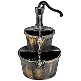 FANTASK Brunnen mit Pumpe, Springbrunnen Gartendeko, Gartenbrunnen für Balkon Terrasse Garten, 45,5 x 41 x 68 cm