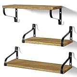 Love-KANKEI Wandregal Holz Bücher Regal Wand 3er Set, Länge 43/35.5/29cm Breite 15cm Küchenregal Hängend Schweberegal Holzregal U-Form Ideal für Küche Kinderzimmer Wohnzimmer Badezimmer