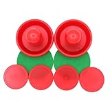 SOPOTUTU Professionelles Air Hockey Zubehör Pucks Roten Paddeln und Filzauflagen Ersatzteile für Air Hockey Tischspiele Robust und Gleitfähig für Familien und Spielzimmer