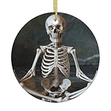 Skelette Yoga Druck 7,4 cm Xmas Keramik hängende Weihnachtsbaumdekoration für Zuhause, Geschäfte und Büros, Geschenk