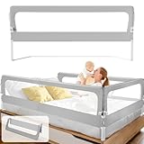 ISOISL Bettgitter 200 X H68 cm Bettschutzgitter Kinderbettgitter für Kinder,Rausfallschutz Boxspringbett Klappbar Nagelfreie Montage luftiges Rausfallschutz Bett für Kleinkinder Baby,Grau