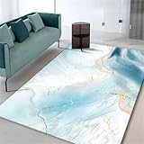 ROSURUG Orientteppich Vorzimmer Teppich 90X160CM Frisches, blau lackiertes Design und langlebig Blau und Weiß