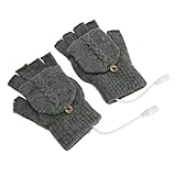 USB-Handschuhe, Halbfingerlose Computerhandschuhe mit Weicher Zugheizung für das Elektrische Büro (Dunkelgrau)