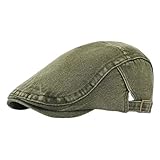 Schiebermütze Herren Denim Solid Newsboy Caps Flache Schirmmütze Männer und Frauen Maler Baskenmützen(Green)