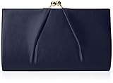 Swanky Swans Mira Satin Classic Frame Bag, Damen Clutch, Blue (Navy), 5.1x12x20.8 cm (W x H L)