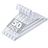 SPECILITE Drahtbügel, Metalldraht, Kleiderbügel, Großpackung für Mäntel, platzsparende Metallbügel, rutschfest, 40,6 cm, 12 Gauge, ultradünn, für Anzüge, Hemden, Hosen, Röcke, Weiß, 50 Stück