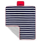 Yello BGG1610 Picknickdecke aus Fleece, faltbar, wasserdichte Unterseite, Blau gestreift, 2 x 135 x 120 cm