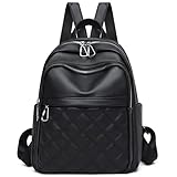 Suweir Rucksack Damen Klein Elegant Damenrucksack PU Leder Cityrucksack Wasserdicht Rucksacktasche Womens Backpack Anti Diebstahl Tagesrucksack für Reisen, Arbeit, Schule (Schwarz)