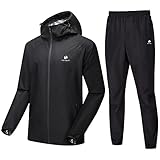 HOTSUIT Schwitzanzug herren Herren SaunaTrainingsanzug Fitness Sauna-Reißverschluss schwitzjacke herren Jacken Ganzkörper-Herren-Trainingsanzug,Schwarz Größe L