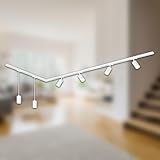 BRILONER - Schienensystem Rail Komplettset, 4x GU10 Spots schwenkbar, 2x GU10 Pendel, L-Form, Lichtschienensystem Decke, Strahler Schiene, Deckenlampe, Deckenleuchte, Spotlight, 2,25m, Weiß