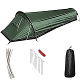 1-Person Biwakzelt, Ultralight Biwaksack Mit Tragetasche,1 Personen Zelt Grün, Einmannzelt Decke wiederverwendbar für Outdoor Camping, Wandern, wasserdicht