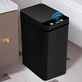 Zinueen Mülleimer Bad 12L Sensor Kosmetikeimer Schwarz - Mülleimer mit Sensor Technologie, Touchless & Wasserdicht - für Büro & Bad - Mülleimer mit Deckel & No Noise Funktion