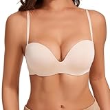 Damen Neckholder-BH mit tiefem Rücken, tiefer Ausschnitt, Balconette-Ausschnitt, rückenfreier BH mit vielseitig wandelbaren Trägern