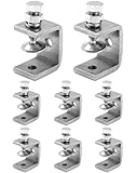 QWORK® 8 Stück 304 Edelstahl C Zwingen, Hochleistungs C Klemme, für Heimwerker Holzbearbeitung, Schweißtischlerei, Silber