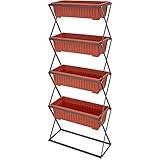 tectake® Vertical Gardening Beet mit 4X Blumenkasten, Pflanzturm Hochbeet Kunststoff, als Indoor Kräutergarten oder Outdoor im Garten, als Sichtschutz Balkon, Terrassen Deko, Blumenbank