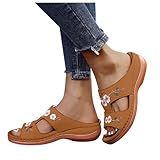orthopädische Sandalen Damen Sommer, Orthopädische Pantoletten Damen mit Fussbett - Slipper Sandalen Sommer Hausschuhe Bequem Schlappen Latschen Leicht Breite Füße Sommerschuhe Offene Schuhe