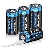 CITYORK USB-C Baby C Wiederaufladbar Batterien, 4 Stück 1.5V 5500mWh C Zelle Aufladbare C Akku mit Typ-C 4 in 1 Kabel