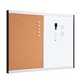 Amazon Basics Rechteckig Magnetisches Whiteboard, Doppel-Pinnwand, Kunststoff / Aluminiumrahmen, trocken abwischbar, 58 x 43 cm, Weiß, Gelb