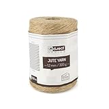 D.RECT 250m Jute-Schnur Natur Braun Jute-Kordel | Packschnur Geschenk-Band Bastelschnur Dekokordel | 1,2mm Dicke | Für: Verpackung, DIY Kunst-Handwerk, Floristik, Dekoration