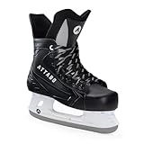 ATTABO Hockey Schlittschuhe Herren in Schwarz Größe 42 EU Eishockey Schlittschuhe mit Schnürung Eislaufschuhe Herren mit Edelstahlklinge Ice Skates Für Anfänger bis 100 kgKomfortabel und Warm