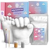 chuckle - 3D Gipsabdruck Handabdruck mit Goldfarbe für Paare & Familie - Haus Deko, Andenken & Geschenk - Ungiftig & Einfach zu Bedienen (Baby-Handabdruck und Fußabdruck)