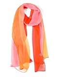 sourcing map Lang Chiffon Leicht Gradient Farbe Schal Frühling Sommer Weich für Frauen Red/Orange/Pink 63'x19.6'