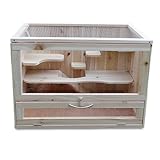 Melko Kleintierkäfig aus Holz, 60 x 35 x 42 cm, inklusive klappbarer Rampe, 5 stöckig, Nagervilla Hamsterkäfig Mäusekäfig