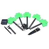 St. Patrick's Day Außenleuchten Kleeblätter Pfahl LED Solarleuchten Festliche Grün Wegbeleuchtung Wetterbeständig Hofdekor Glücksschild Rasen Ornament Urlaub Garten Akzent für Feiern