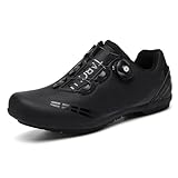 Hixingo Fahrradschuhe Herren Damen Rennrad Und MTB Schuhe Mit Gummisohle, Atmungsaktive Sneaker rutschfeste No-Lock Fahrradschuhe Mountainbike SPD Schuhe（Schwarz ，43 EU）