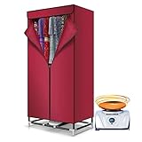 Wäscheständer Turm Clothes Drying Rack mit 180min Timing, Elektrischer Wäscheständer 2-stufig Große Kapazität, Leiser Elektrischer Warmlufttrockner Wäscheständer Maschine, 900 W ( Color : Red Paint tu