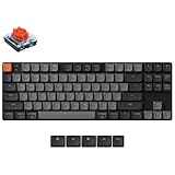 Keychron K1 Version 6 Custom Wireless Mechanische Tastatur Bluetooth/USB-C, weiß LED, QMK/VIA Programmierbare Makros, PBT Keycaps, für Mac Windows, Gateron 2.0 Red Switch