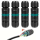 Fousenuk 4er-Pack Kabelverbinder IP68, Kabel Verbinder Wasserdicht, Kabel Wasserdicht Verbinden, Kabelmuffe, Kabelverbindung Wasserdicht, Kabelverbind, 3-Polig Erdkabel Verbindungsmuffe Abzweigdose