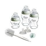 Tommee Tippee-Babyflaschen, Natural Start-Set aus Glas für Neugeb., Anti-Kolik-Flaschen (150ml und 250ml), brustähnl. Sauger, selbst steril., Zubehör